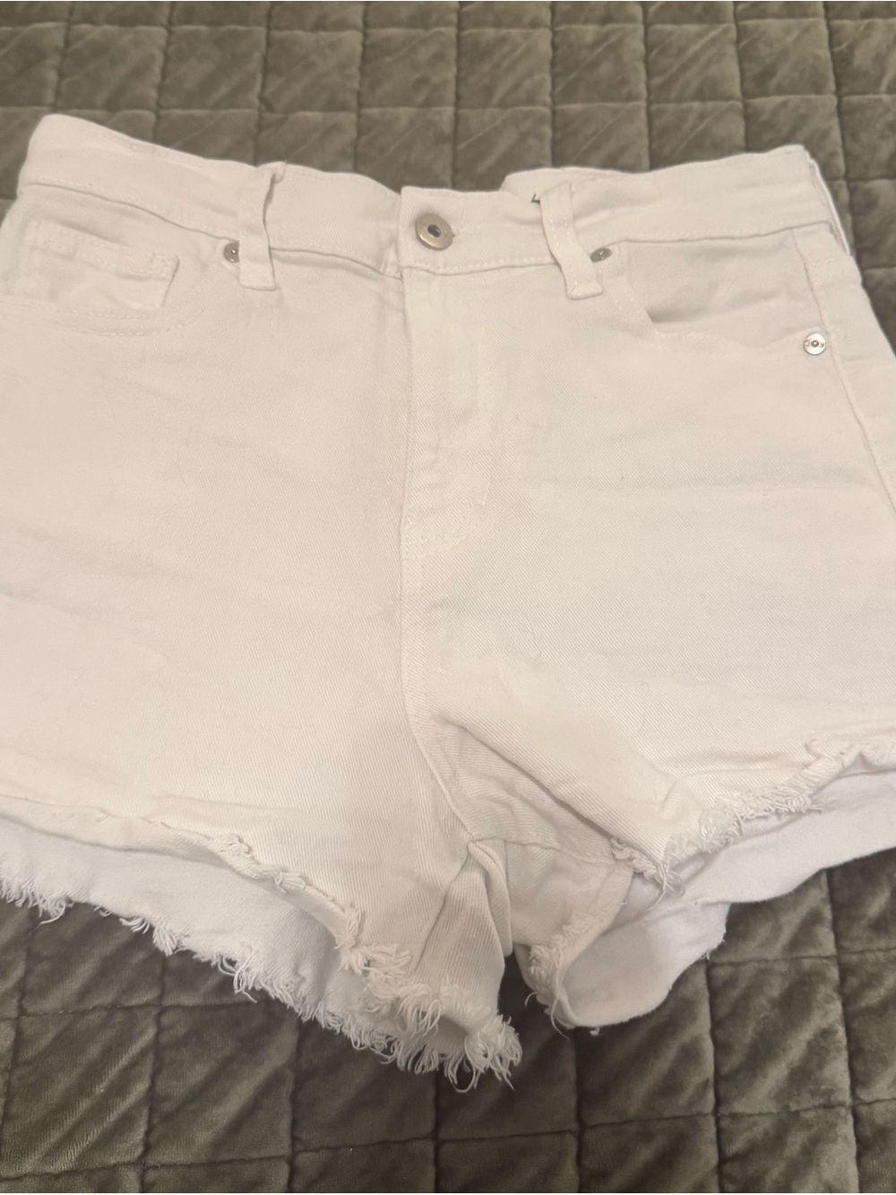 Kendall & Kylie White Raw Hem Denim Shorts